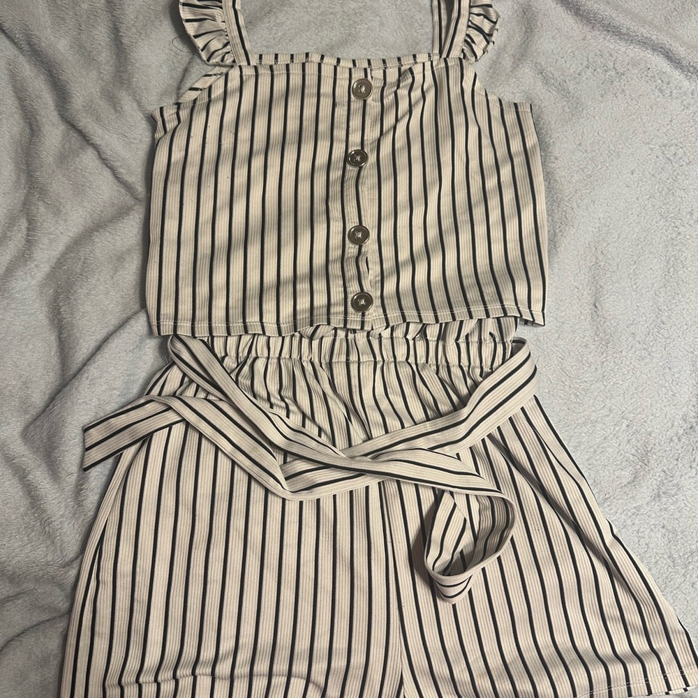 Rare Editions Black and White Striped Kids Matching Set